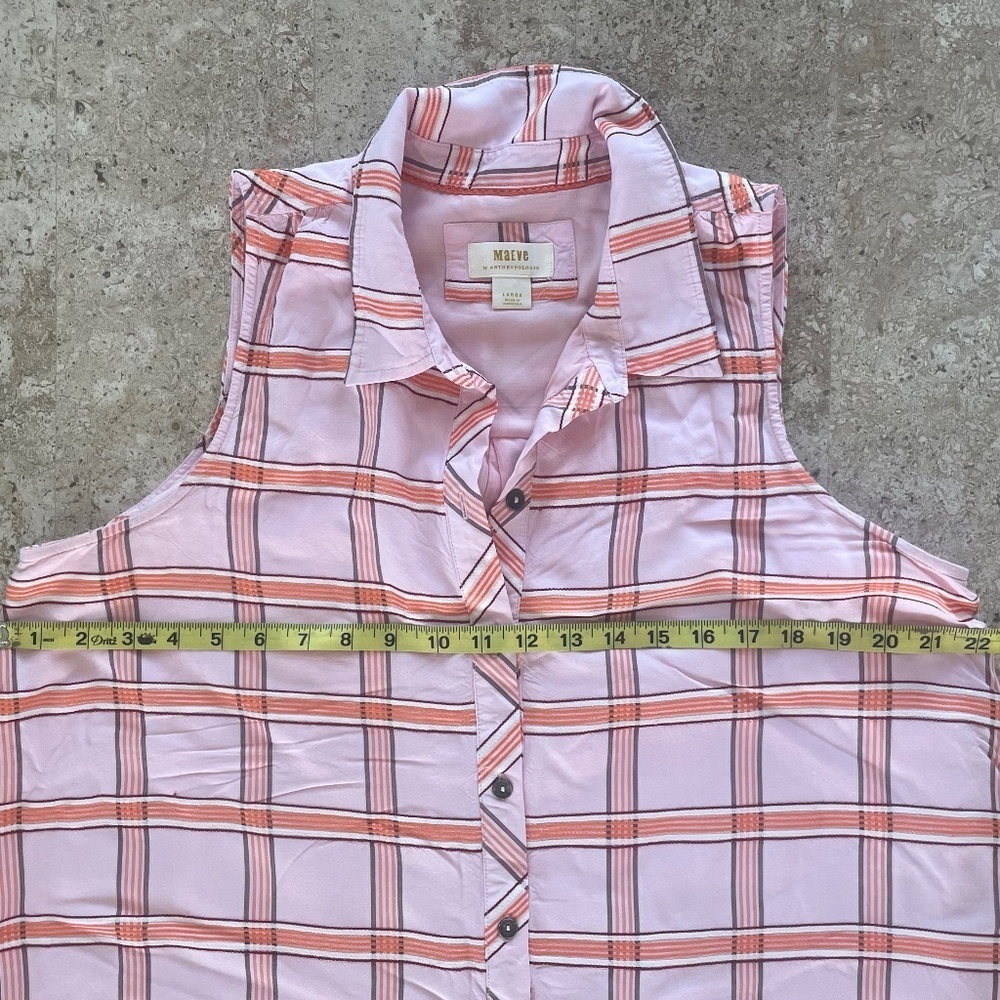 Maeve by Anthropologie Flounced Mini Dress Pink Plaid - SZ L - Picture 7 of 10